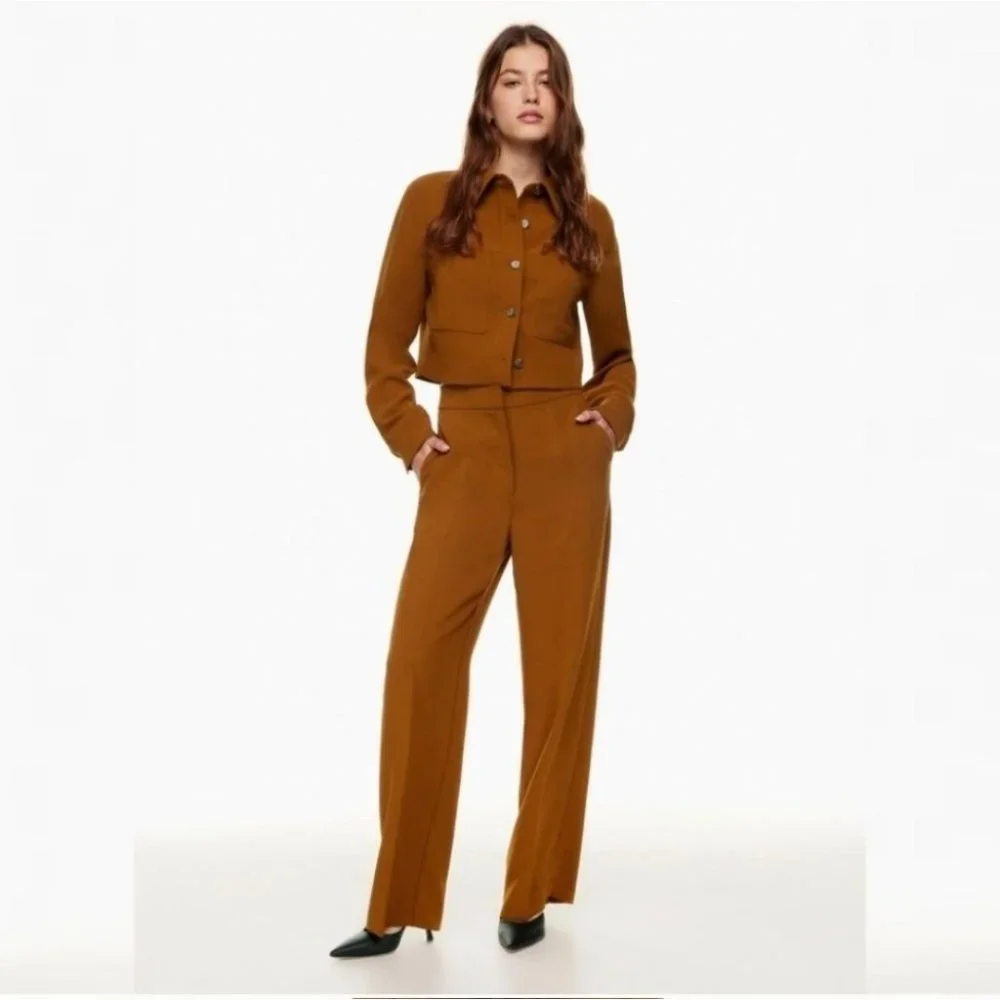 WILFRED Alanya Trouser Wide Leg Pants Rich Chestnut Brown 0 XS Aritzia - Picture 2 of 10